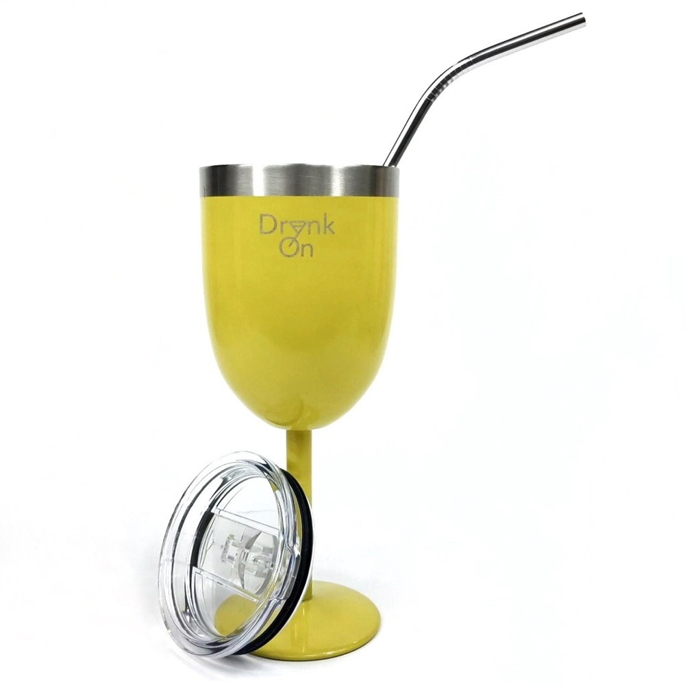 10oz Stainless Steel Wine Tumbler w/ a FREE Straw